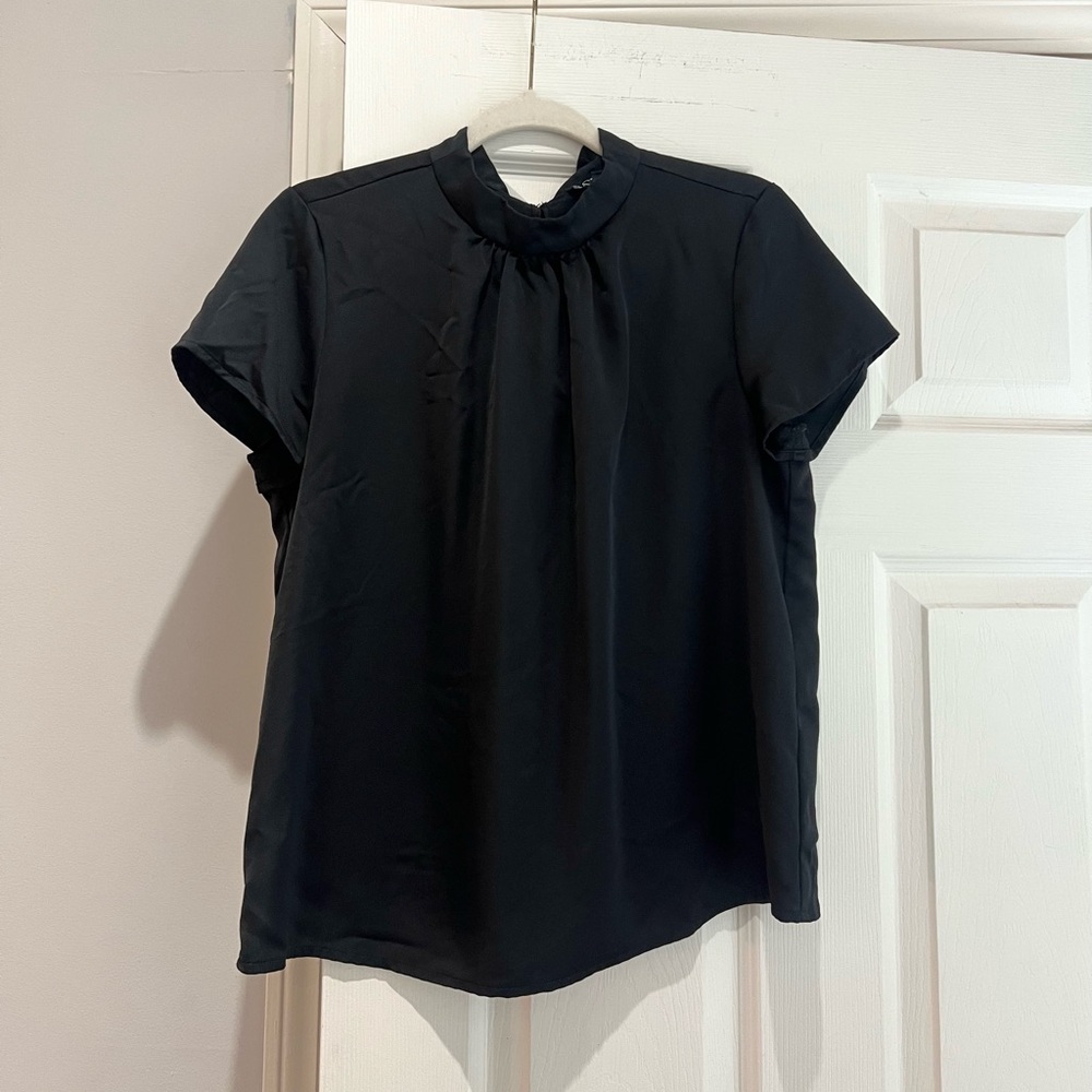 J. Crew Short-Sleeve Tie-Neck Top in Everyday Crepe